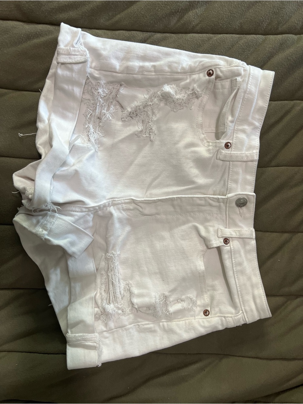 American Eagle Outfitters White Distressed Denim Shorts